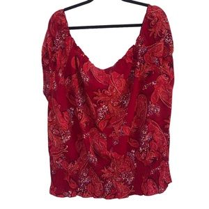 Boho paisley sheet red top 1X 18